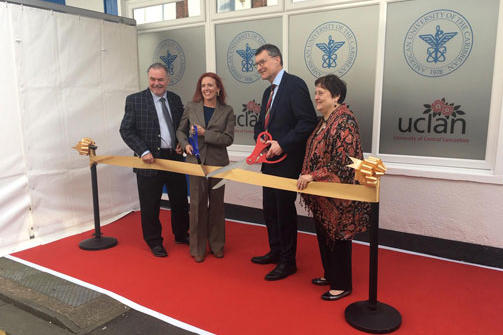 AUC and UCLan Leaders at UK-Track Ribbon Cutting Ceremony