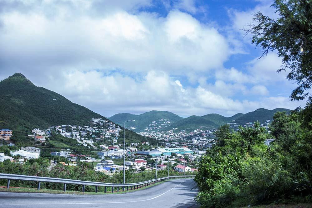 Road overlooking a community in Sint Maarten