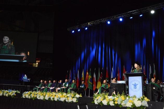 View of stage at commencement ceremony 